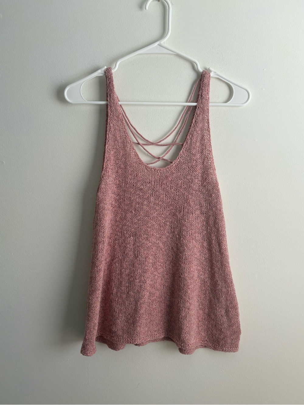 American Eagle Soft Pink Knit Tank with Strappy Back